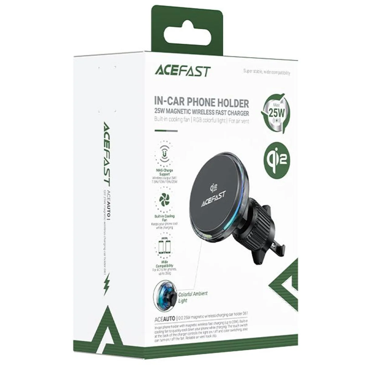 Автоутримувач із БЗУ Acefast D61 Magnetic Wireless Charging 15W Gray