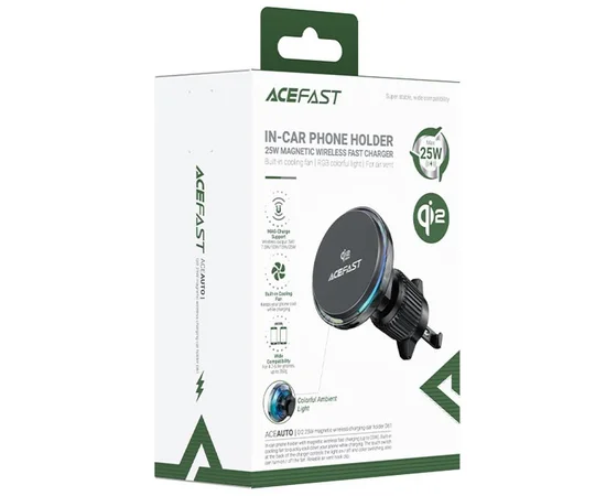 Автоутримувач із БЗУ Acefast D61 Magnetic Wireless Charging 15W Gray