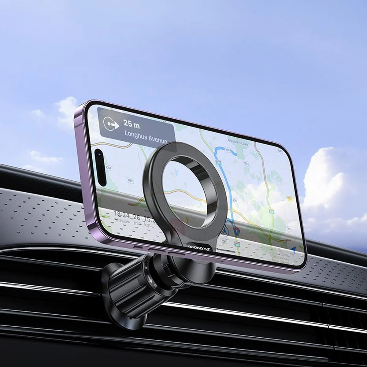 Автодержатель Borofone BH104 Path ring magnetic (air outlet) Black