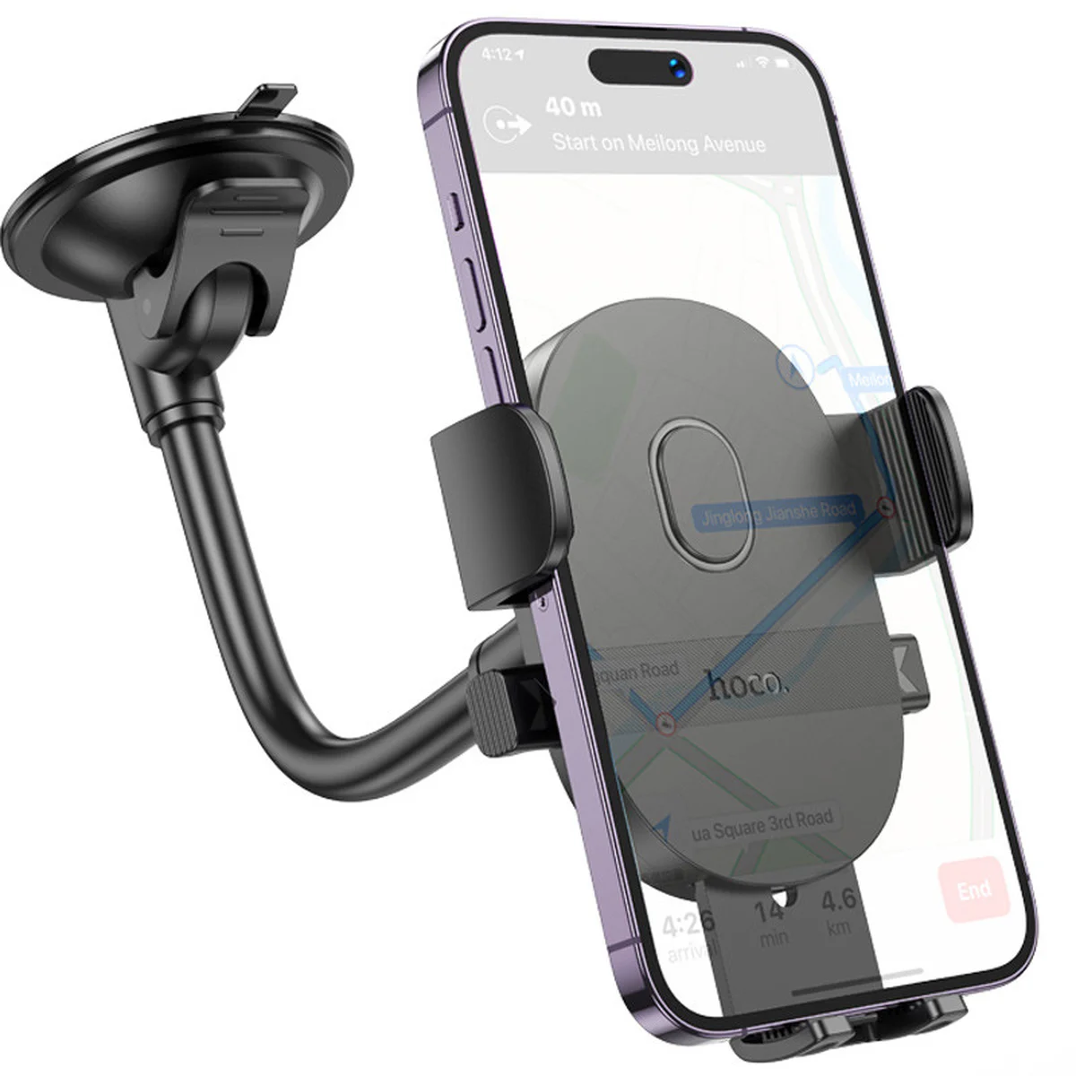 Автодержатель Hoco H20 Mighty one-button (windshield) Black