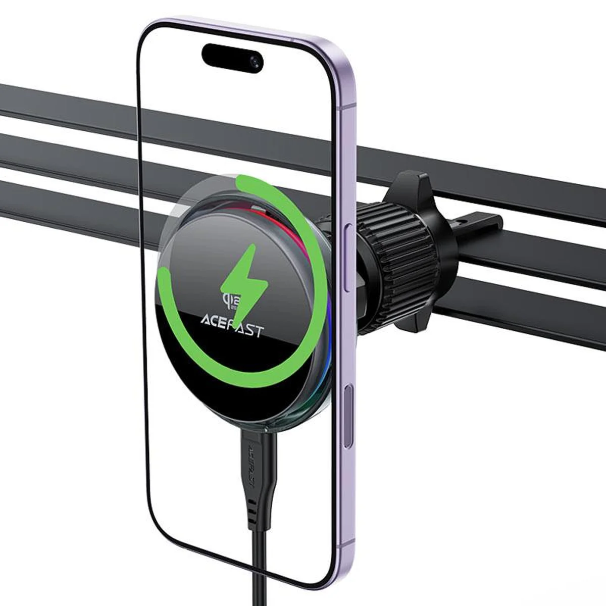 Автоутримувач із БЗУ Acefast D61 Magnetic Wireless Charging 15W Gray