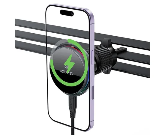 Автоутримувач із БЗУ Acefast D61 Magnetic Wireless Charging 15W Gray