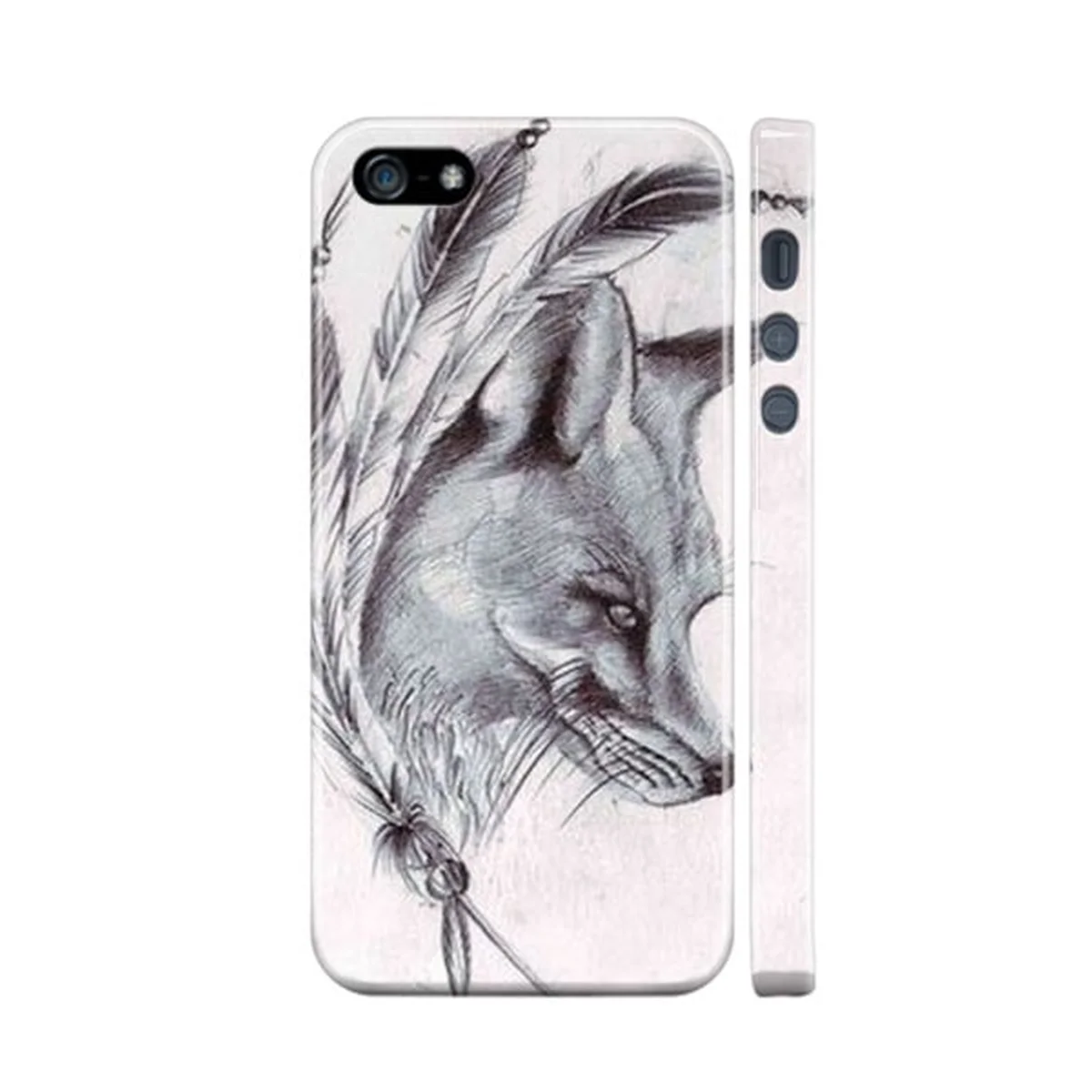 Чехол "iDAY" пластиковый для iPhone 5/5S/SE Лиса тату