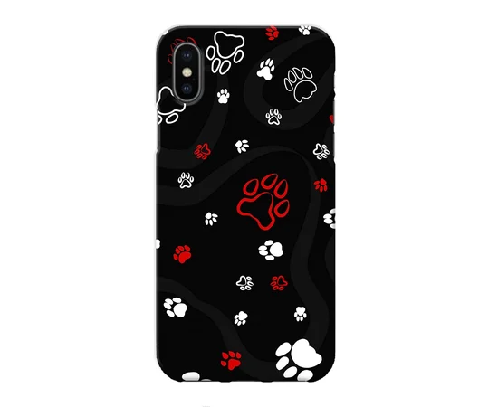 Чехол "iDAY" пластиковый для iPhone X/XS Текстура - лапки