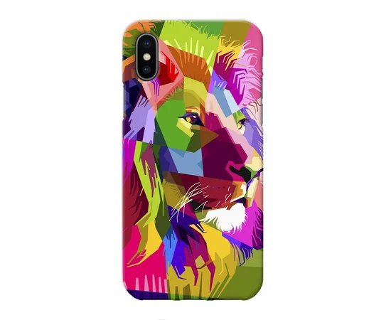 Чехол "iDAY" пластиковый для iPhone X/XS Лев - мозаика