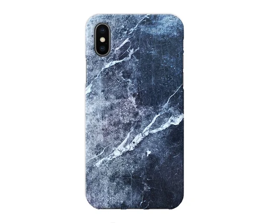 Чехол "iDAY" пластиковый для iPhone X/XS Синий мрамор