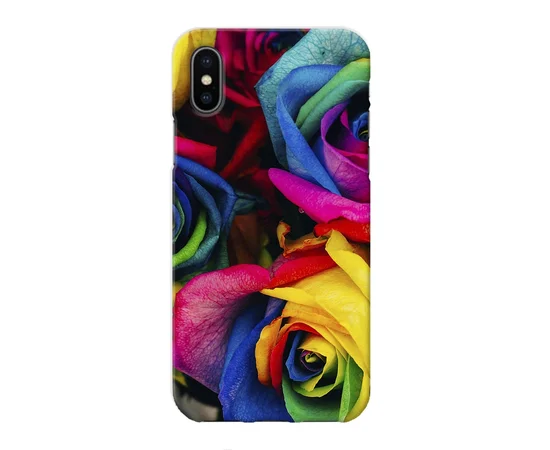 Чехол "iDAY" пластиковый для iPhone X/XS Разноцветные розы