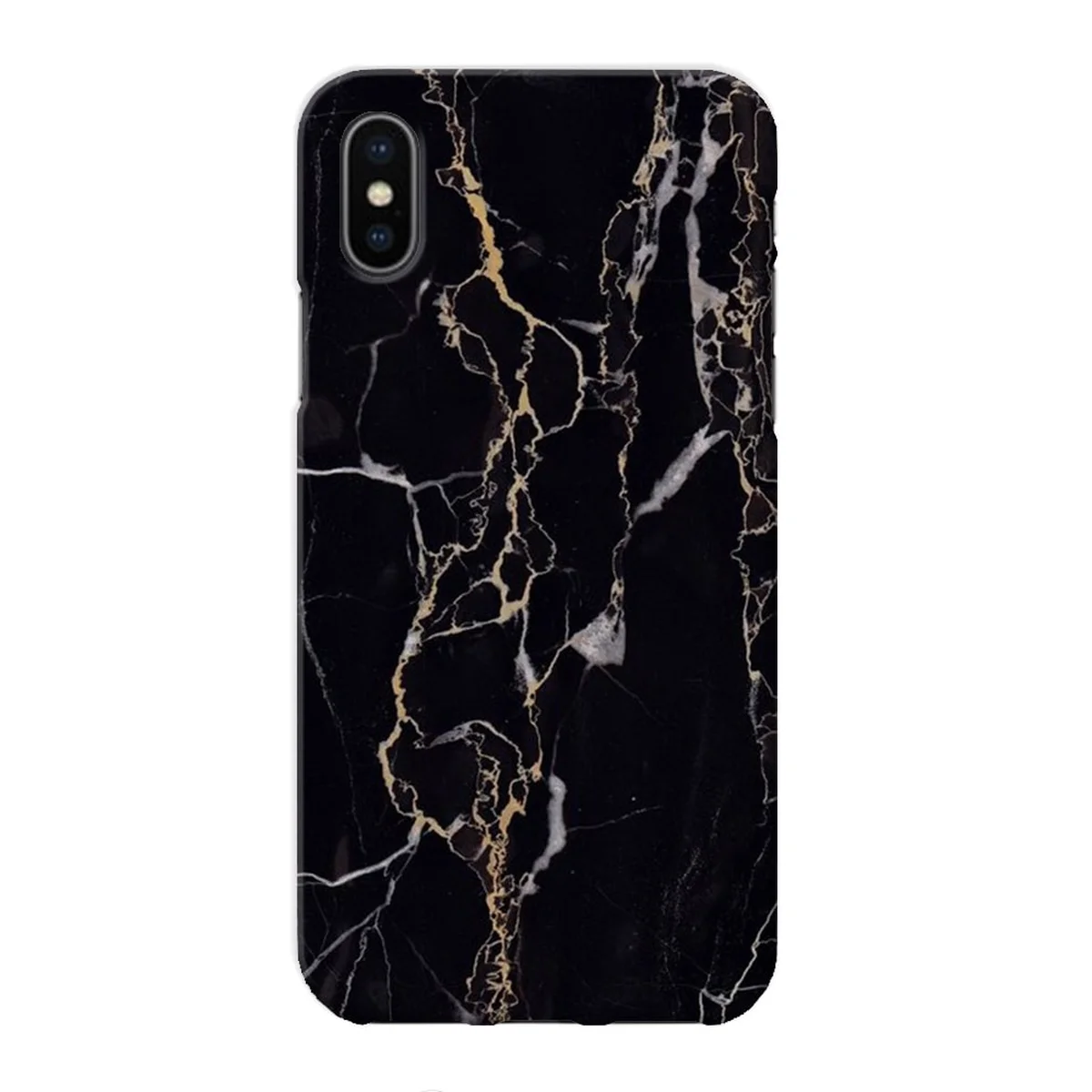 Чехол "iDAY" пластиковый для iPhone X/XS Черный мрамор