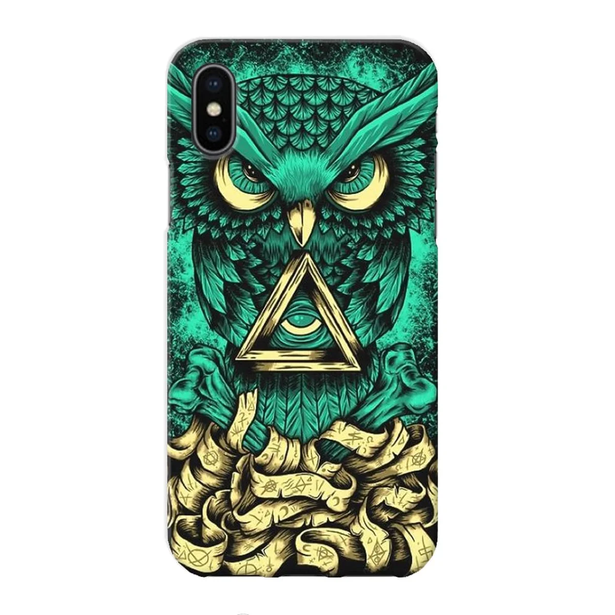 Чехол "iDAY" пластиковый для iPhone X/XS Зеленая сова