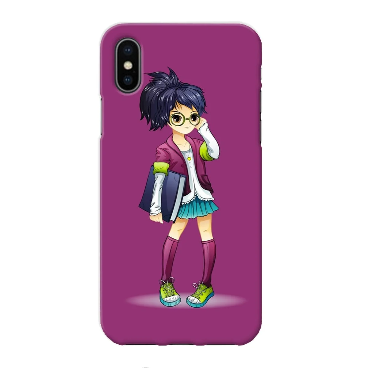 Чехол "iDAY" пластиковый для iPhone X/XS Девушка в очках