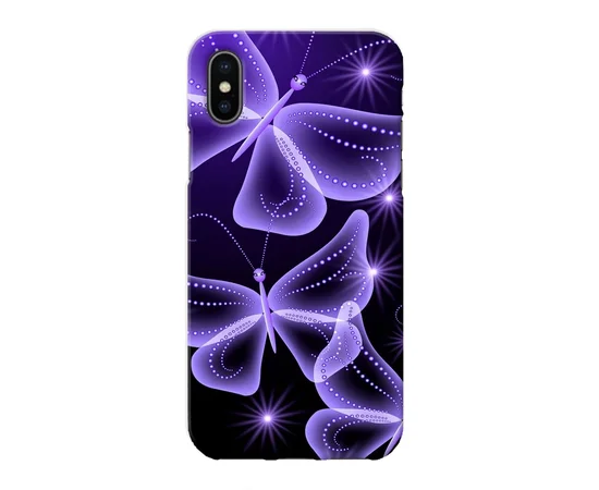 Чехол "iDAY" пластиковый для iPhone X/XS Фиолетовые бабочки