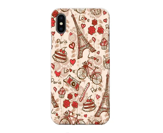 Чехол "iDAY" пластиковый для iPhone X/XS Текстура - Париж