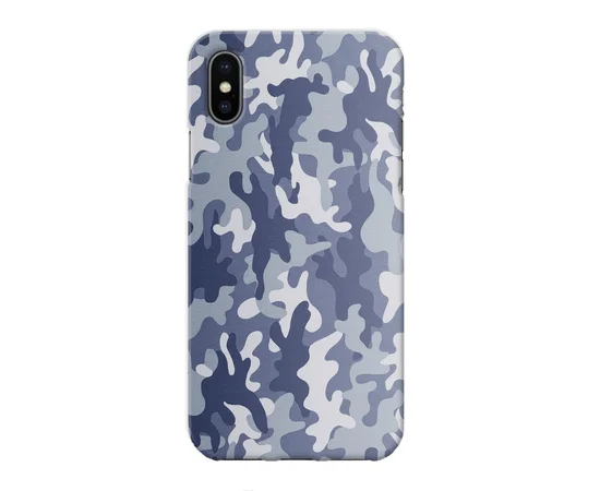 Чехол "iDAY" пластиковый для iPhone X/XS Камуфляж синий