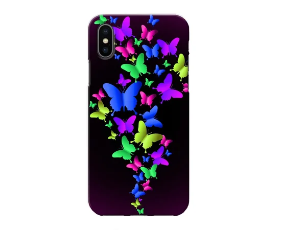 Чохол "iDAY" пластиковий для iPhone X / XS Яскраві метелики