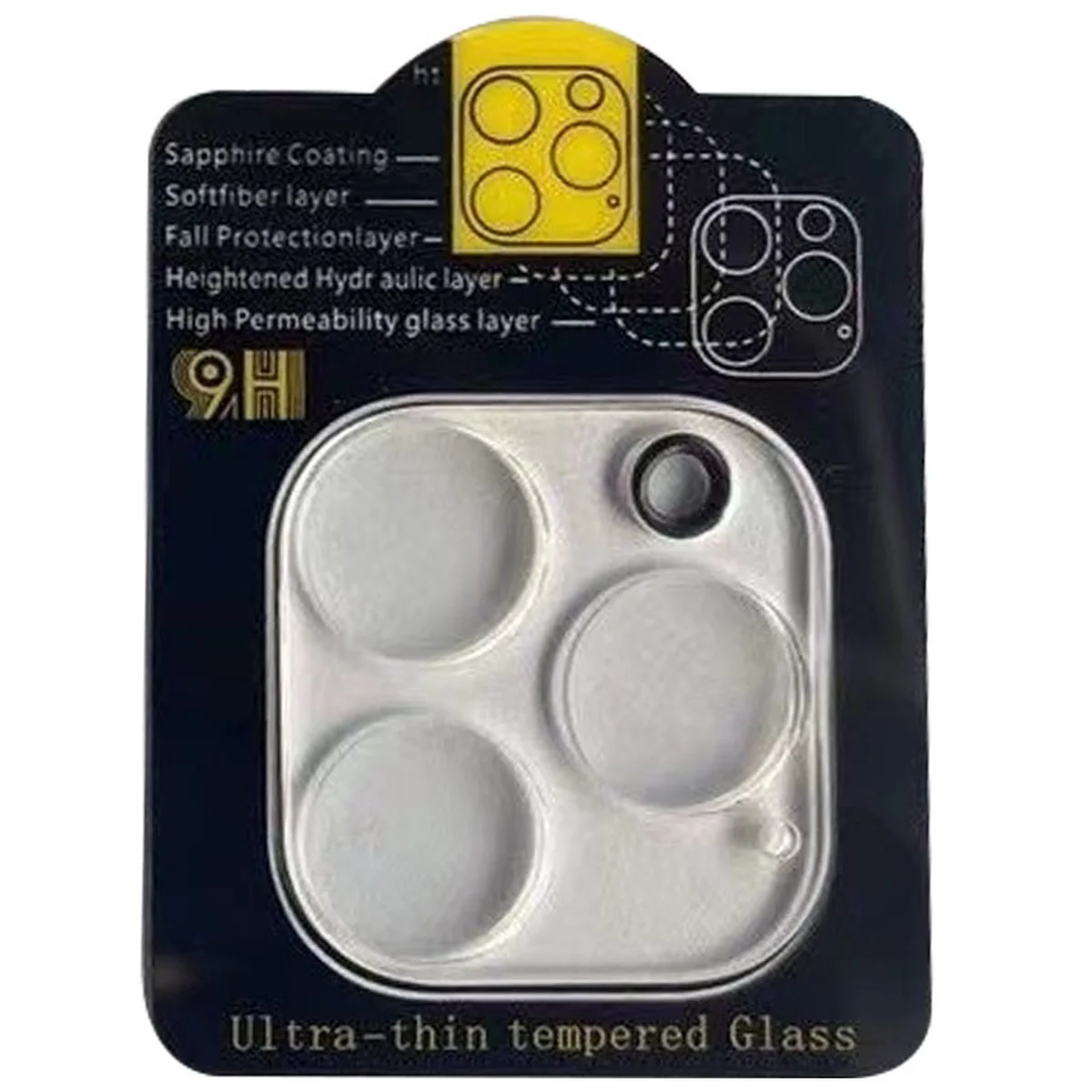 Защитное стекло на камеру Full Block (тех.пак) для Apple iPhone 12 Pro (6.1") Прозрачный