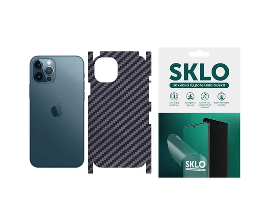 Защитная пленка SKLO Back (тыл+грани) Carbon для Apple iPhone 12 Pro (6.1") Черный