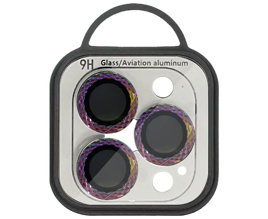 Защитное стекло Metal Shine на камеру (в упак.) для Apple iPhone 12 Pro / 11 Pro / 11 Pro Max Сиреневый / Rainbow