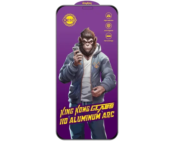 Защитное стекло 5D Anti-static Purple (тех.пак) для Apple iPhone 13 / 13 Pro / 14 (6.1") Черный