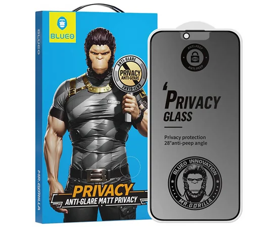 Захисне 2.5D скло Blueo Full Cover Anti-Peep Matte для Apple iPhone 13 Pro / 13 / 14 (6.1") Чорний