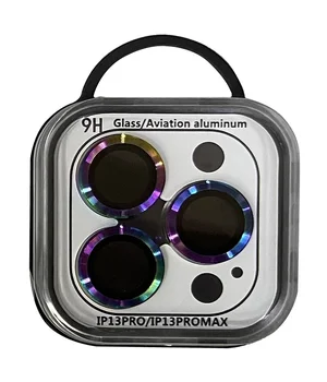 Защитное стекло Metal Classic на камеру (в упак.) для Apple iPhone 13 Pro / 13 Pro Max Сиреневый / Rainbow