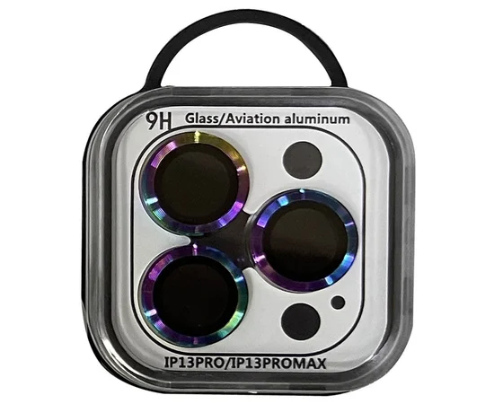 Защитное стекло Metal Classic на камеру (в упак.) для Apple iPhone 13 Pro / 13 Pro Max Сиреневый / Rainbow