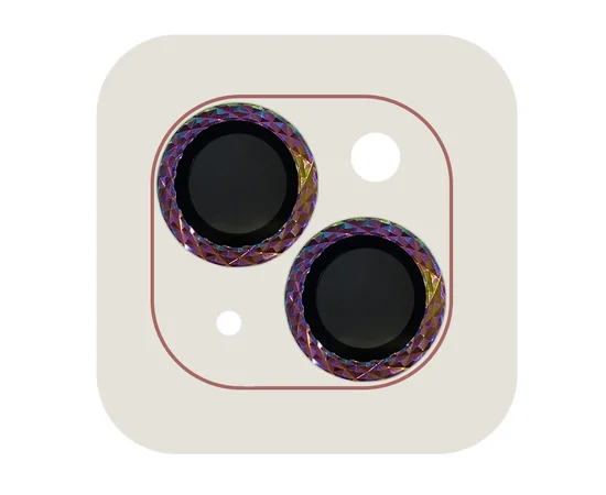 Защитное стекло Metal Shine на камеру (в упак.) для Apple iPhone 13 mini / 13 Сиреневый / Rainbow