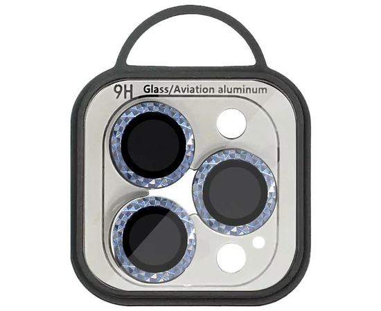 Защитное стекло Metal Shine на камеру (в упак.) для Apple iPhone 13 Pro / 13 Pro Max Голубой / Sierra Blue