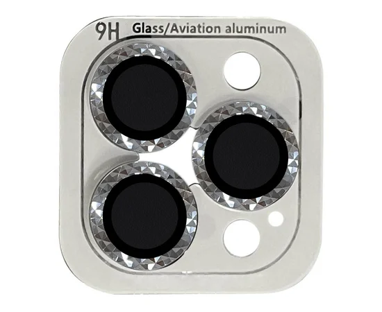 Защитное стекло Metal Shine на камеру (в упак.) для Apple iPhone 13 Pro / 13 Pro Max Серебряный / Silver