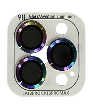 Защитное стекло Metal Classic на камеру (в упак.) для Apple iPhone 13 Pro / 13 Pro Max Сиреневый / Rainbow