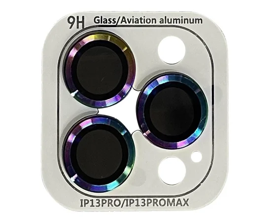 Защитное стекло Metal Classic на камеру (в упак.) для Apple iPhone 13 Pro / 13 Pro Max Сиреневый / Rainbow