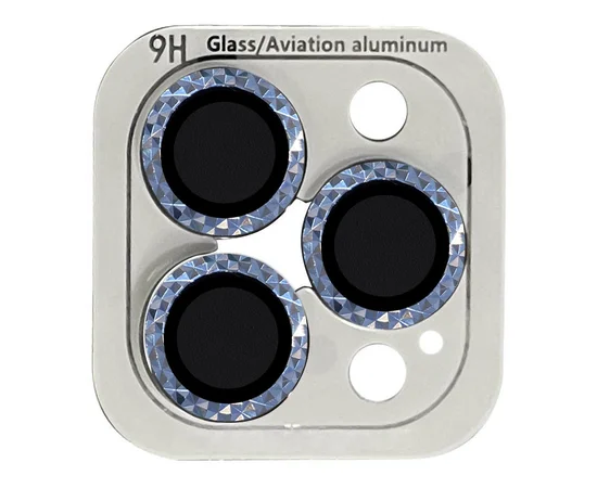 Защитное стекло Metal Shine на камеру (в упак.) для Apple iPhone 13 Pro / 13 Pro Max Голубой / Sierra Blue
