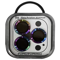 Захисне скло Metal Classic на камеру (в упак.) Apple iPhone 13 Pro / 13 Pro Max Бузковий / Rainbow