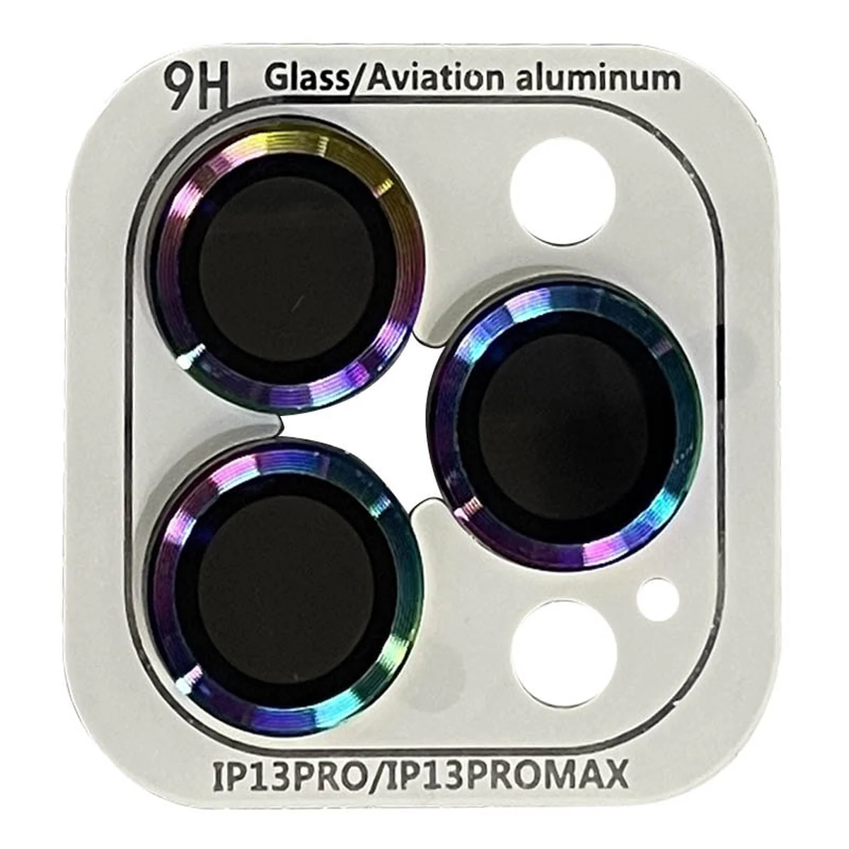 Захисне скло Metal Classic на камеру (в упак.) Apple iPhone 13 Pro / 13 Pro Max Бузковий / Rainbow