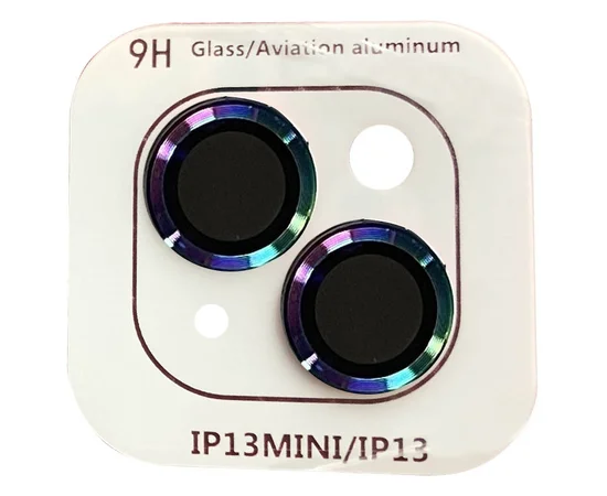 Защитное стекло Metal Classic на камеру (в упак.) для Apple iPhone 13 mini / 13 Сиреневый / Rainbow