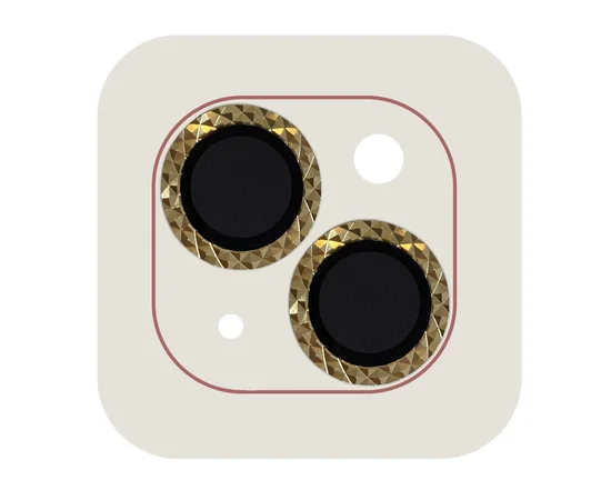 Защитное стекло Metal Shine на камеру (в упак.) для Apple iPhone 14 (6.1") / 14 Plus (6.7") Золотой / Gold