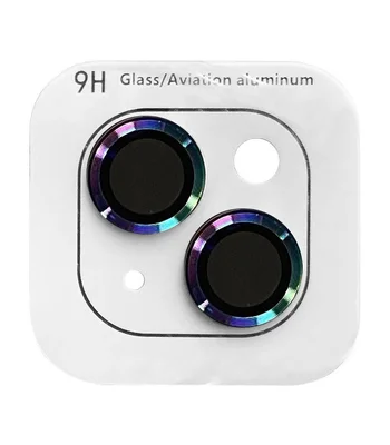 Захисне скло Metal Classic на камеру (в упак.) Apple iPhone 14 (6.1") / 14 Plus (6.7") Бузковий / Rainbow