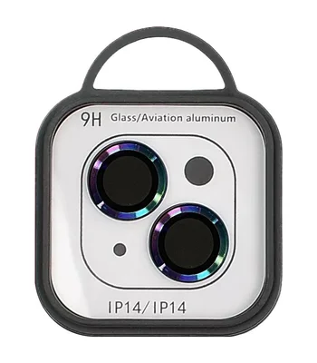 Захисне скло Metal Classic на камеру (в упак.) Apple iPhone 14 (6.1") / 14 Plus (6.7") Бузковий / Rainbow
