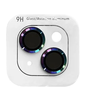 Захисне скло Metal Classic на камеру (в упак.) Apple iPhone 14 (6.1") / 14 Plus (6.7") Бузковий / Rainbow