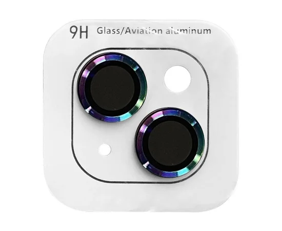 Захисне скло Metal Classic на камеру (в упак.) Apple iPhone 14 (6.1") / 14 Plus (6.7") Бузковий / Rainbow