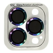 Захисне скло Metal Classic на камеру (в упак.) Apple iPhone 14 Pro (6.1") / 14 Pro Max (6.7") Бузковий / Rainbow