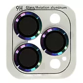 Защитное стекло Metal Classic на камеру (в упак.) для Apple iPhone 14 Pro (6.1") / 14 Pro Max (6.7") Сиреневый / Rainbow
