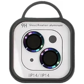 Защитное стекло Metal Classic на камеру (в упак.) для Apple iPhone 15 (6.1") / 15 Plus (6.7") Сиреневый / Rainbow