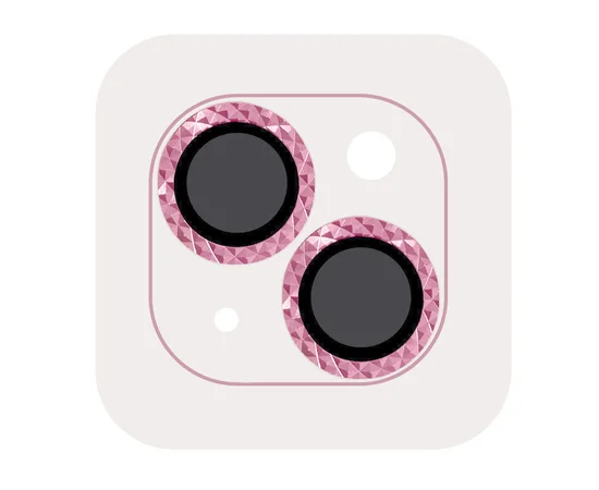 Защитное стекло Metal Shine на камеру (в упак.) для Apple iPhone 15 (6.1") / 15 Plus (6.7") Розовый / Pink