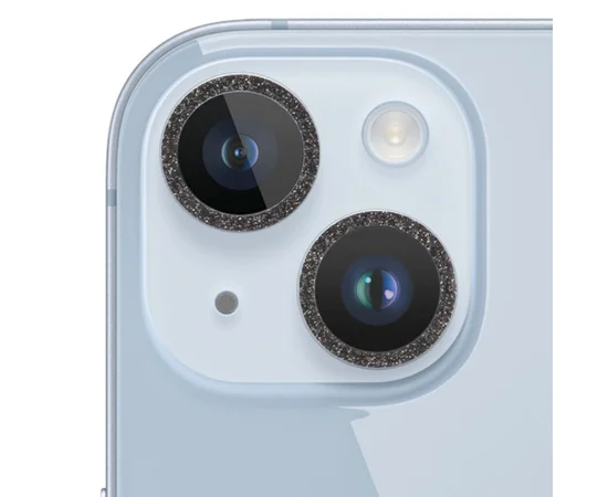 Защитное стекло Metal Sparkles на камеру (в упак.) для Apple iPhone 15 (6.1") / 15 Plus (6.7") Черный / Midnight