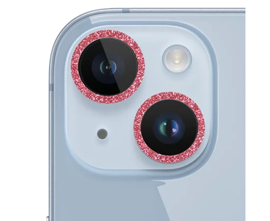 Защитное стекло Metal Sparkles на камеру (в упак.) для Apple iPhone 15 (6.1") / 15 Plus (6.7") Красный / Red