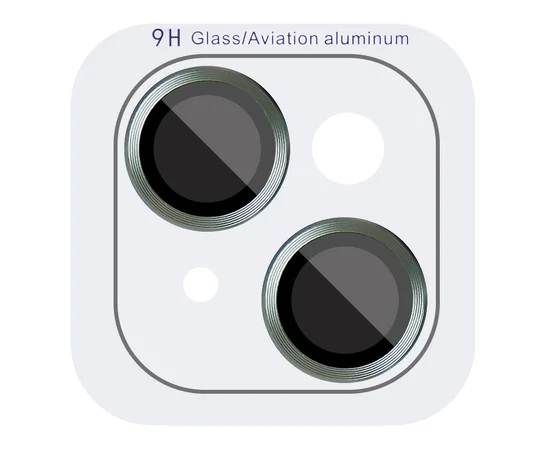 Защитное стекло Metal Classic на камеру (в упак.) для Apple iPhone 15 (6.1") / 15 Plus (6.7") Зеленый / Dark green