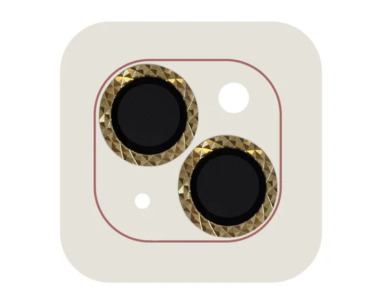 Защитное стекло Metal Shine на камеру (в упак.) для Apple iPhone 15 (6.1") / 15 Plus (6.7") Золотой / Gold