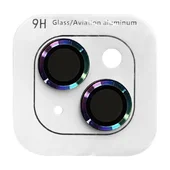 Защитное стекло Metal Classic на камеру (в упак.) для Apple iPhone 15 (6.1") / 15 Plus (6.7") Сиреневый / Rainbow