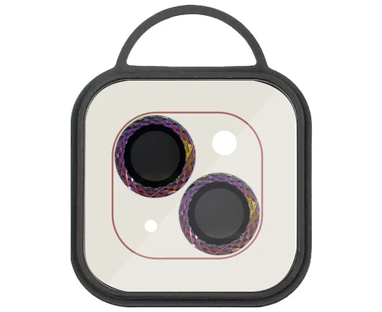 Захисне скло Metal Shine на камеру (в упак.) Apple iPhone 15 (6.1") / 15 Plus (6.7") Бузковий / Rainbow