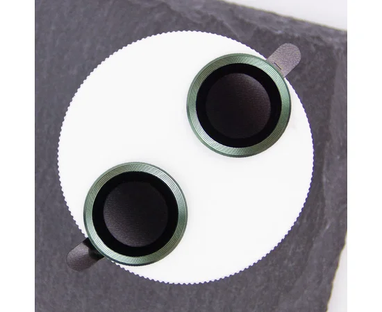 Защитное стекло Metal Classic на камеру (в упак.) для Apple iPhone 15 (6.1") / 15 Plus (6.7") Зеленый / Dark green